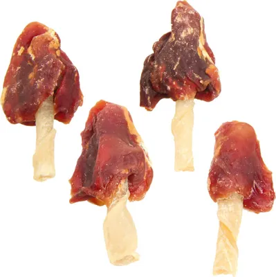 Produktbild von 1 Kg Hundesnack - Hühnchenbrust Flags - Hühnerbrust an einem Stiel aus Büffelhaut