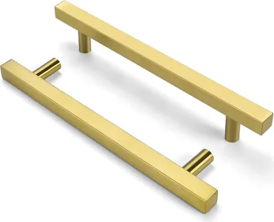 Produktbild von Konvolut von 5 Messing-Möbelgriffen, goldfarben, Küchenmöbelgriffe – LS1212GD, Messing-Schubladengriffe, goldfarben, Mittenabstand 128 mm