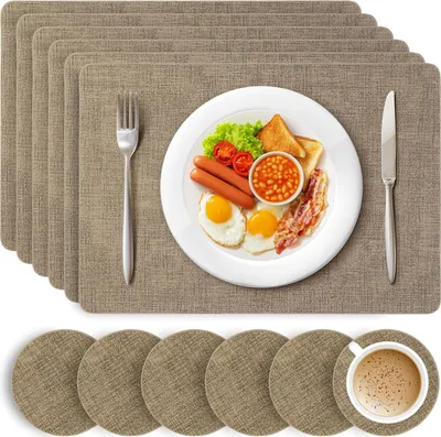 Immagine prodotto di Tovagliette e sottobicchieri in Finto cuoio - Set di 6 tovagliette dorate di grande formato
