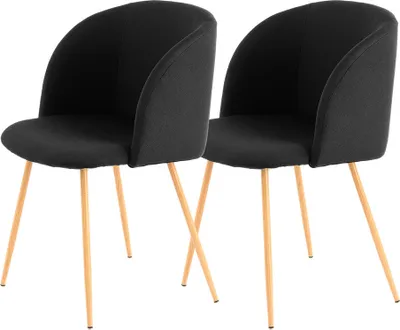 Produktbild von QIYANO Design-Stuhl 2er-Set Schwarz, Samt, Holzoptik, Modern, Wohn- & Esszimmer