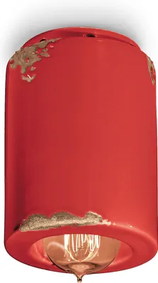 Produktbild von Spot Lampe Decke Keramik E14 Ø 8,5 cm rund Aufputz Rot Shabby Antik Retro Design Keramikleuchte