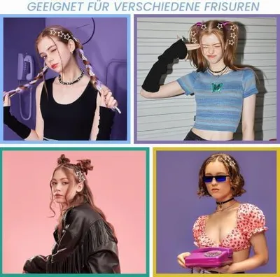 Produktbild von 12 silberne Haarspangen mit Sternmotiv aus Metall für Frauen und Mädchen