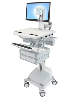 Immagine prodotto di Carrello Ergotron per display LCD/tastiera/mouse/CPU/notebook/scanner di codici a barre - medicale - alluminio, acciaio galvanizzato, plastica di alta qualità - grigio, bianco, alluminio lucido - dimensioni dello schermo: fino a 61 cm (fino a 24 pollici)