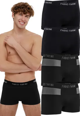 Produktbild von Fabio Farini - 8 Stück Herren Unterhosen - Männer Retroshorts aus weicher Microfaser im sportlichen Look mit Logoschriftzug