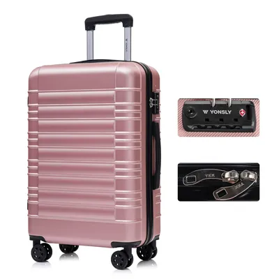 Produktbild von yonsly Premium Reisekoffer TSA-Schloss,YKK-Reißverschluss Hartschalen-Koffer Trolley Kabinenkoffer Rollkoffer Suitcase Handgepäck (Roségold, L)