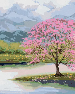 Produktbild von Zuty - Malen nach Zahlen - BLÜHENDE SAKURA AM WASSER, 40x50 cm, ohne Keilrahmen
