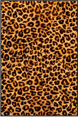 Produktbild von Wallario Wandbild Leopardenmuster  in orange schwarz, Größe: 61 x 91,50 cm, Poster mit schwarzem Aluminiumrahmen