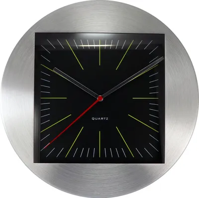 Produktbild von MPM-Quality Claide Wanduhr Metall Silber/Schwarz 29,5 x 29,5 cm
