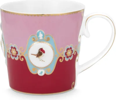 Produktbild von PIP STUDIO Love Birds Medaillion Henkelbecher rot/pink 250ml