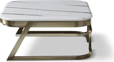 Produktbild von Holz Couchtisch in Natur mit Edelstahl, modernes Design