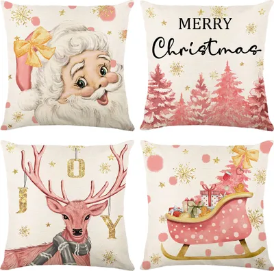 Joymasion Kissenbezüge 45x45 Cm 4er Set - Winter Weihnachtsdesign