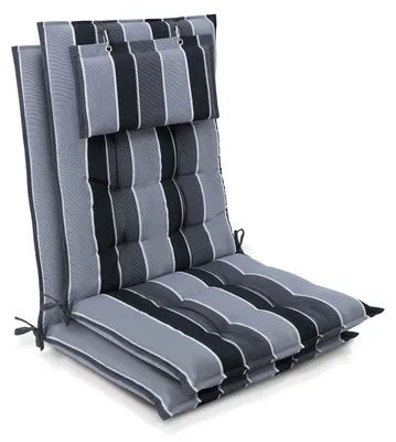Produktbild von Beautissu 2er Set Sun-HL Hochlehner Auflage 120x50x8cm Anthrazit-Gestreift