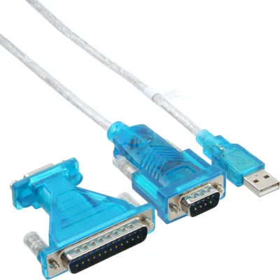 Image de InLine® 33396 Câble adaptateur USB vers sériel, USB prise A vers 9 broches prise, 1,8m, avec adaptateur 9-25 broches