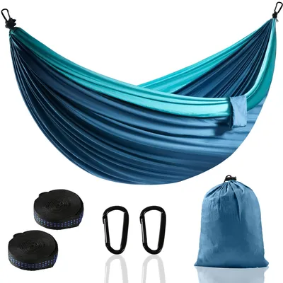 Productafbeelding van Camping hangmat outdoor, superlichte draagbare parachutehangmat met twee boomriemen, 280 x 140 cm