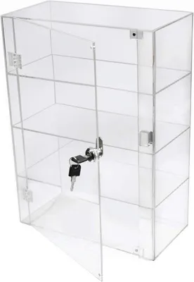 Produktbild von Famanu Vitrine Hochglanz Klar Acryl - 3 Regale mit Tür und Sicherheitsschloss