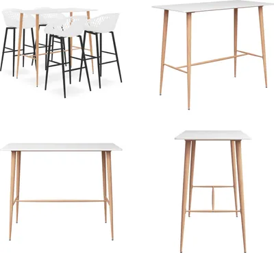 Produktbild von vidaXL 5 tlg. Bar Set Weiß - Bar-Set - Bar-Sets - Bartisch Mit Barhocker - Bartische Mit Barhocker