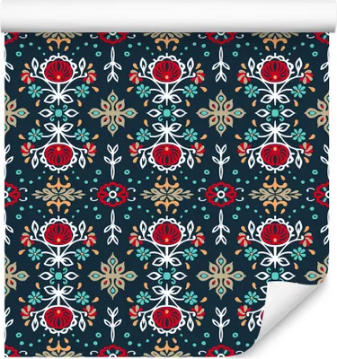 Produktbild von 10m VLIES TAPETE Rolle Blumen Blätter Flora Ornamente Folklore Bunt XXL