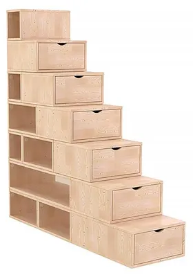 Immagine prodotto di Scaffale a gradini 175 cm - Vernice naturale