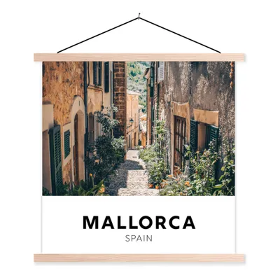 Produktbild von MuchoWow® Textilposter Mallorca - Spanien - Haus 60x60 cm mit holzfarbenen Rahmen - Wanddekoration