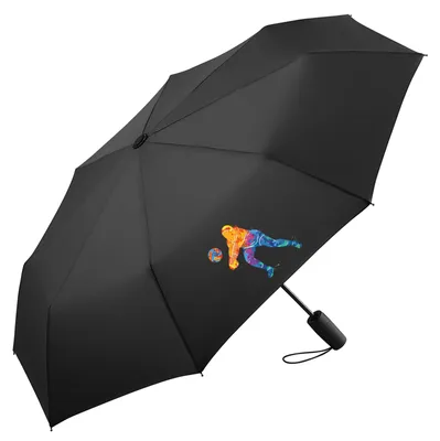 Produktbild von Huuraa Regenschirm Volleyballerin bunte Silhouette 98cm Schwarz Sturmfest Taschenschirm Geschenkidee