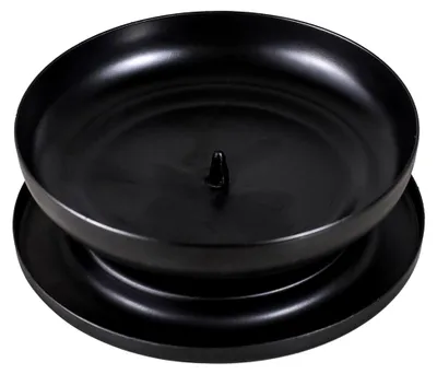 Produktbild von Kerzenständer aus Metall mit Dorn 1 cm, Moderner dekorativer Kerzenhalter für Hochzeiten, Weihnachten, Wohnzimmer, Adventskränze, Kommunions- und Taufkerzen (Ø 10 cm, Schwarz)