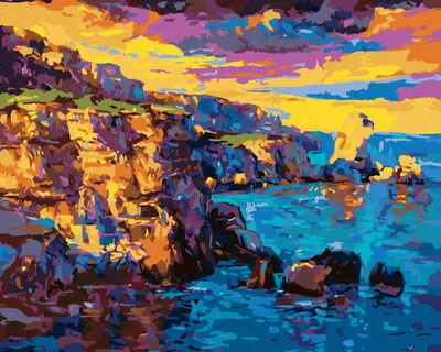 Image de Zuty - Peinture au diamant - FALAISSE DANS LE STYLE IMPRESSIONNISTE, 40 x 50 cm, toile tendue sur châssis