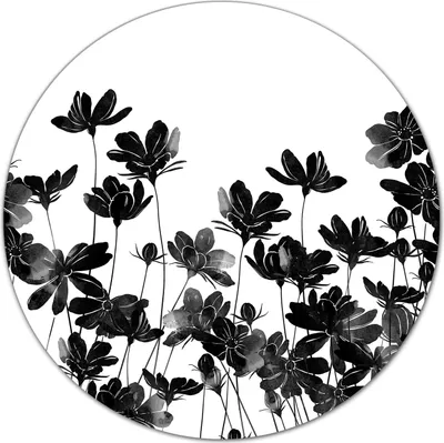 Produktbild von Glas-Herdabdeckplatte Glaskeramikkochfeld-Abdeckung Schneideplatten - 40 cm - Blumen Wiese Schwarz