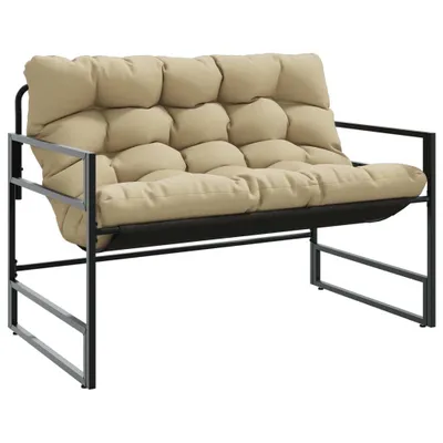 Zdjęcie produktu dla Ławka ogrodowa z poduszką, taupe, 113 cm, stal