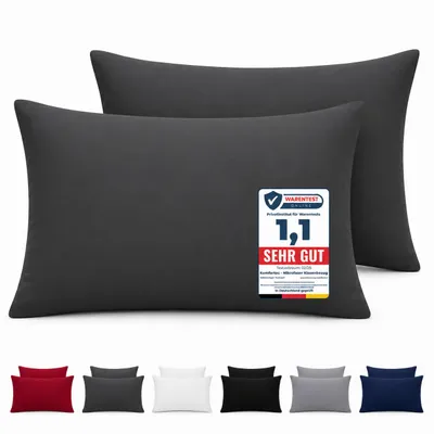 Produktbild von Komfortec Premium Kissenbezug 40x60 cm – 2er Set – Kissenhülle mit Reißverschluss – 100% gebürstete Mikrofaser– Superweich – Anthrazit Kopfkissenbezug, KI-generiertes Bild