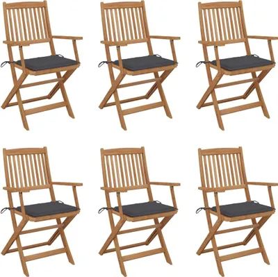Produktbild von Klappbare Gartenstühle 6 Stk. mit Kissen Massivholz Akazie