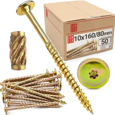 Productafbeelding van Plaatkopschroeven 10 x 160 mm - TX40 Torx, Geel Verzinkt - 50 Stuks