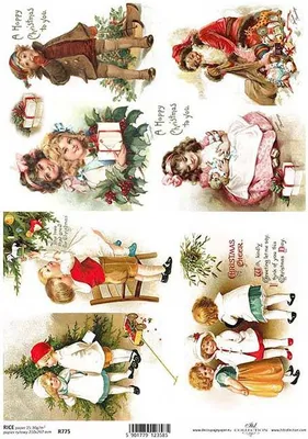 Immagine prodotto di ITD carta di riso decoupage tecnica artigianale tovagliolo di carta-R0775 Natale, bambini, regali, Babbo Natale