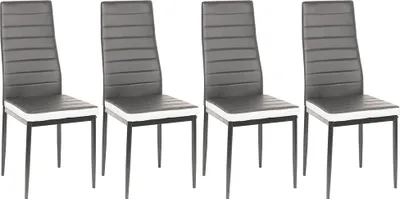 Produktbild von Esszimmerstühle 8-er SET, Kunstleder Grau+weiß