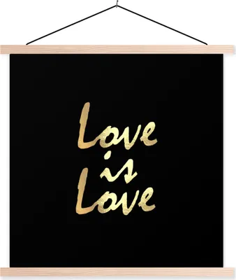 Produktbild von MuchoWow® Textilposter Zitat - Liebe - Gold 120x120 cm mit holzfarbenen Rahmen - Textil-Poster