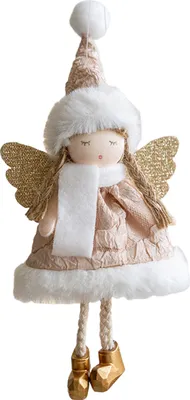 Produktbild von Weihnachtsengel-Ornament, Plüsch-Engel-Puppen-Anhänger, geflügeltes Engel-Mädchen, hängende Dekoration für Weihnachtsbaum, Wand- und Tür-Dekor