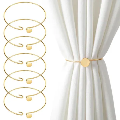 6 goldene Vorhanghalter aus Metall, einfaches Design, 6 cm