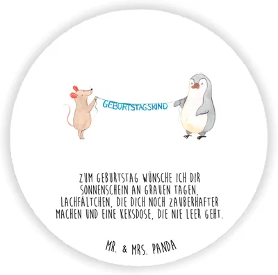 Produktbild von Mr. & Mrs. Panda magnet Maus Pinguin Geburtstag - Weiß - Geschenk, Happy Birthday, für fotos, Party, kühlschrank, Notizhalter, pinwand, Geburtstagsgeschenk, Geburtstage