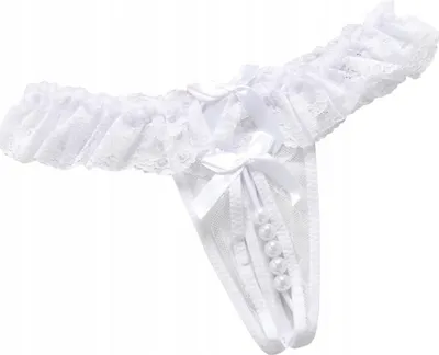 Produktbild von String - Damen - Spitzenhöschen - sinnliche Slips - mit Ausschnitt - Einheitsgröße - Weiß
