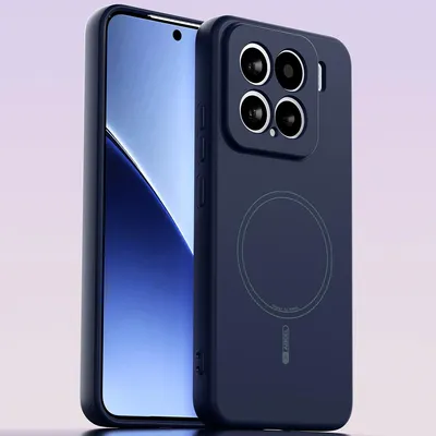 Produktbild von Magnetische Handyhülle für Xiaomi 15, MagSafe kompatible, Flüssig Silikon Stoßfest Kratzfest Hülle Dunkelblau