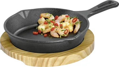 Produktbild von KÜCHENPROFI Servierpfanne mit Stielgriff und Holzbrett BBQ 26x18x6cm