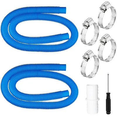 Productafbeelding van Zwembadslang 32 mm - 2 Stuks 150 cm - Slang voor Zwembadpomp - Slangconnector - Veiligheidsclips - Geschikt voor Filterpomp