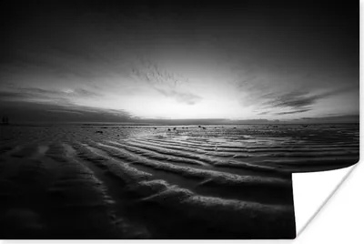Produktbild von MuchoWow® Poster Wattenmeer - Sonne - Schwarz - Weiß 180x120 cm - Fotoplakat