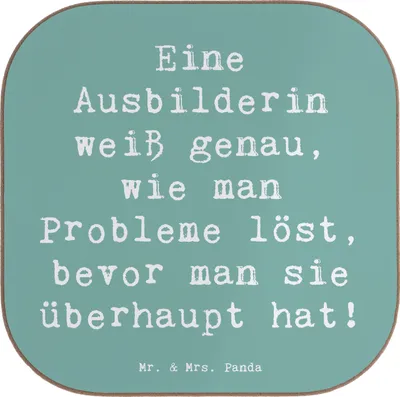 Produktbild von Mr. & Mrs. Panda Untersetzer für Gläser Spruch Ausbilderin Weisheit - Meeresbrise - Geschenk, Lehrerin, Becheruntersetzer, Berufsleben, Tassen, Getränkeuntersetzer, Beruf