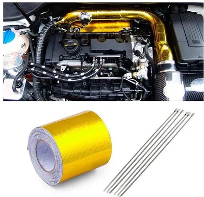 Immagine prodotto di Nastro isolante, 10 m x 5 cm - Alluminio - Resistente al calore - Autoadesivo - Isolamento termico - Forte adesione - Nastro isolante