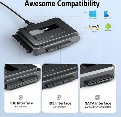 Obrázok produktu pre Výkonná čítačka pevných diskov IDE a SATA pre 2,5- a 3,5-palcové SSD a HDD