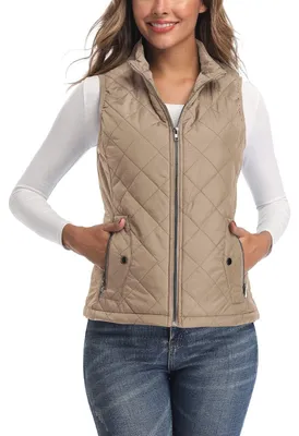Productafbeelding van LONGKING dames buitenkleding, vest met opstaande kraag, lichtgewicht, met rits, gewatteerd vest