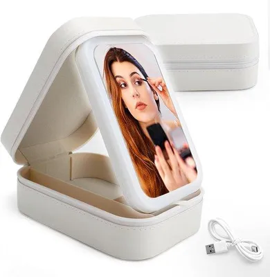 Image de Trousse de voyage pour cosmétiques avec miroir éclairé - Lumière LED 3 couleurs - Organisateur à maquillage - Cadeau pour femmes