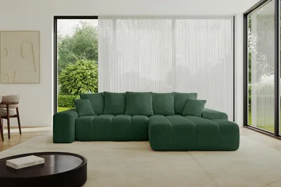 Produktbild von ALTDECOR Ecksofa mit Schlaffunktion und Bettkasten ENSI-L - 267x164x69 cm Grün - Corner Sofa Bett Eckcouch Couch L-Form Schlafcouch Ausziehbar Wohnlandschaft Schlafsofa Couchsofa
