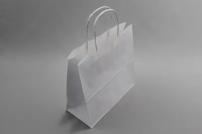 Produktbild von Papiertragetaschen Weiß 14x8x21cm (50 Stück) [PAMW1421]