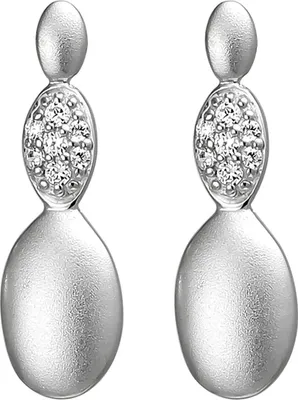 Produktbild von Hängerstecker Ohrstecker aus 925 Silber matt mit 14 Zirkonia Ohrringe Ohrschmuck